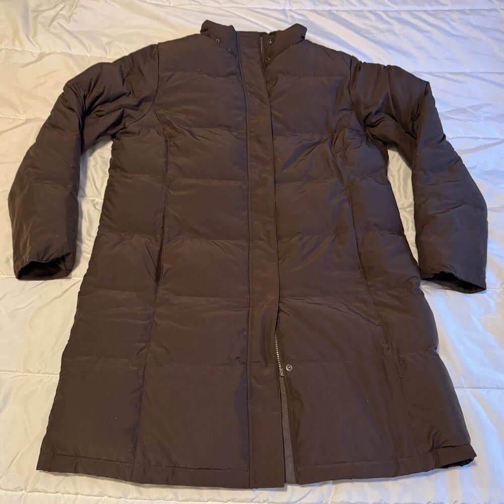 L.L. Bean Women's Long Puffer Coat in Dark Brown